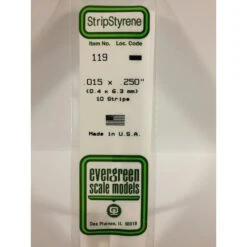 Evergreen EG119 .015 X .250 (0.38 X 6.3mm) Strip (10)