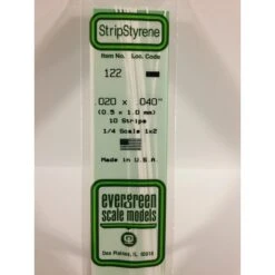 Evergreen EG122 .020 X .040 (0.50 X 1.0mm) Strip (10)