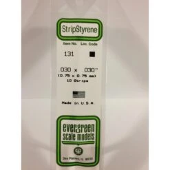 Evergreen EG131 .030 X .030 (0.75 X 0.75mm) Strip (10)
