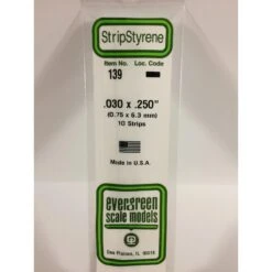 Evergreen EG139 .030 X .250 (0.75 X 6.3mm) Strip (10)
