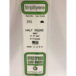 Evergreen EG241 .060 (1.5mm) Half Rnd Rod (5)