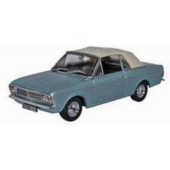 Oxford Diecast Ford Cortina MkII Crayford Convertible Blue Mink Roof Up