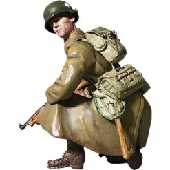 W.Britain U.S 101st Airborne In Greatcoat Kneeling With Thomson Winter